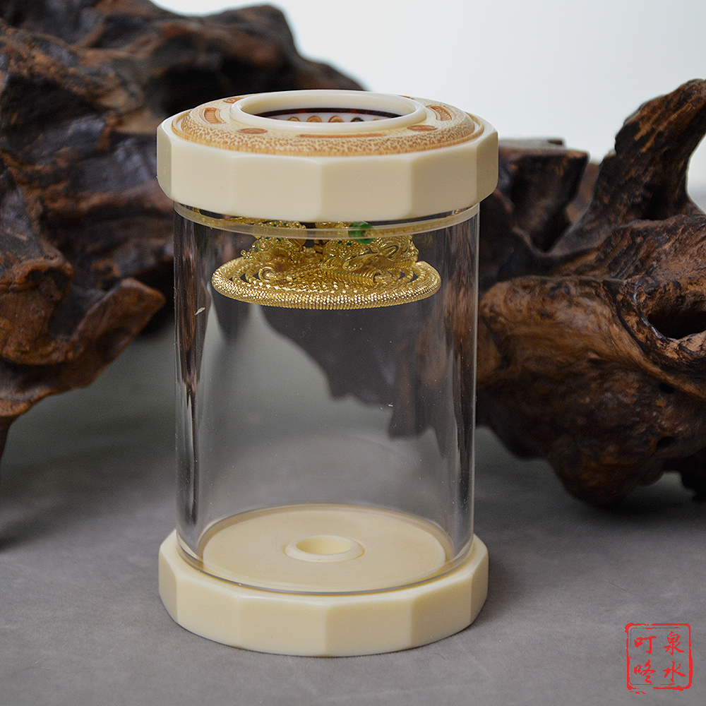 新款杨连平十二边设计海派密胺橄榄朝天窗嵌竹独眼有机蝈蝈罐