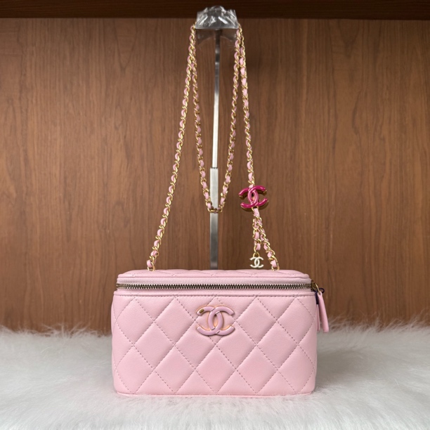 全新未使用 Chanel/香奈儿 24A淡粉色珐琅扣长盒子全套