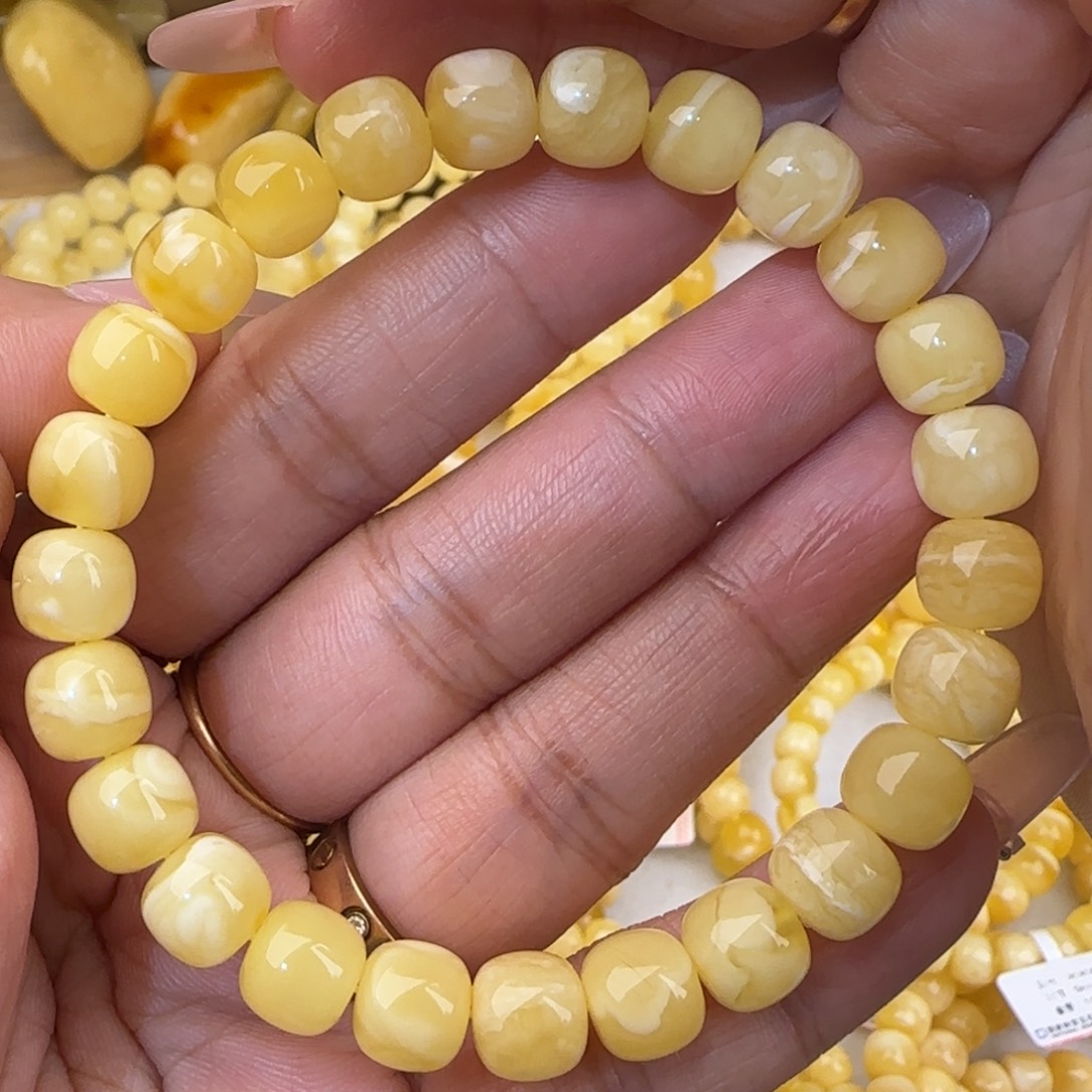 蜜蜡未镶嵌手串浓白花虎皮妖花老型手串