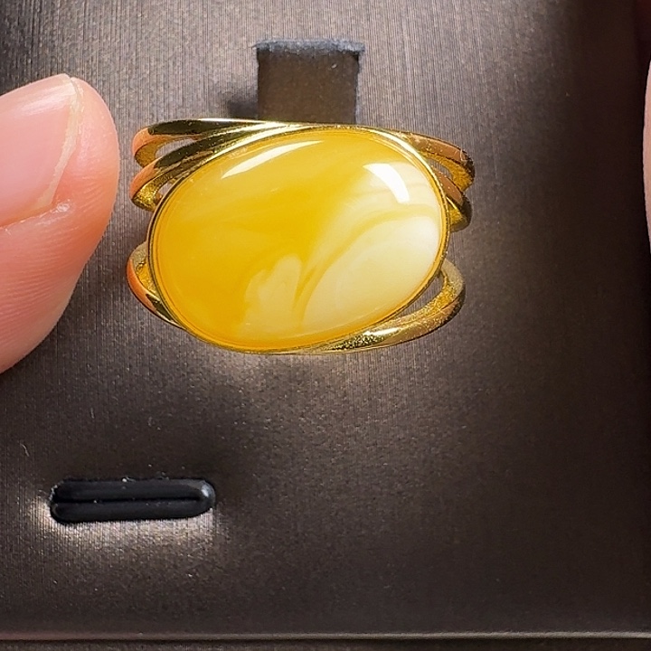 蜜蜡银S925镶嵌戒指戒指