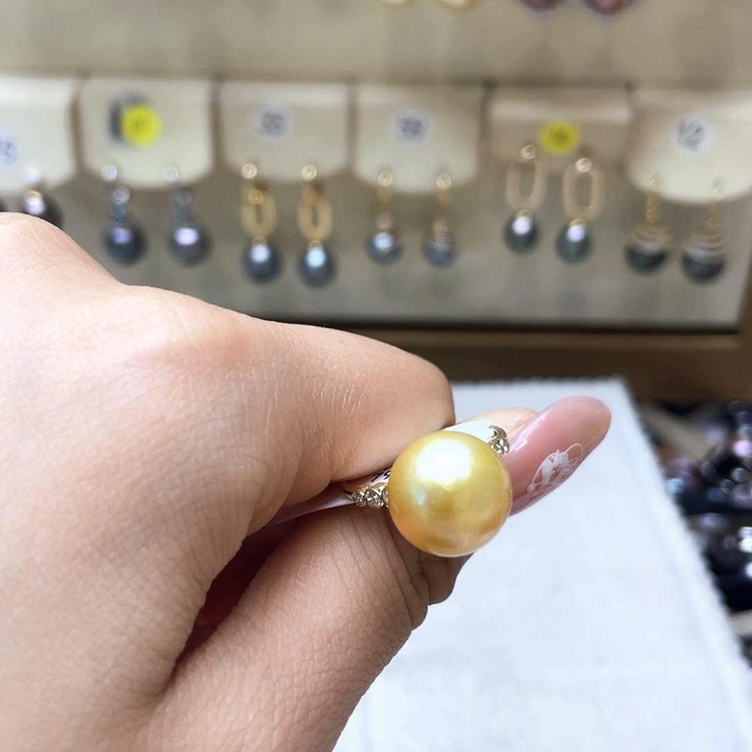 海水珍珠戒指18K金镶嵌