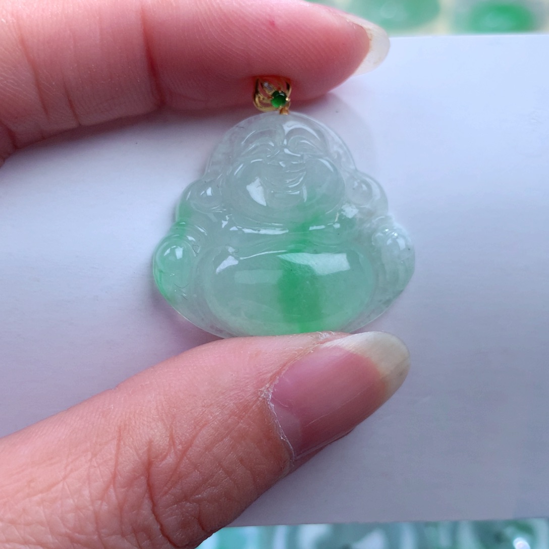 翡翠吊坠(不含链)18K金镶嵌