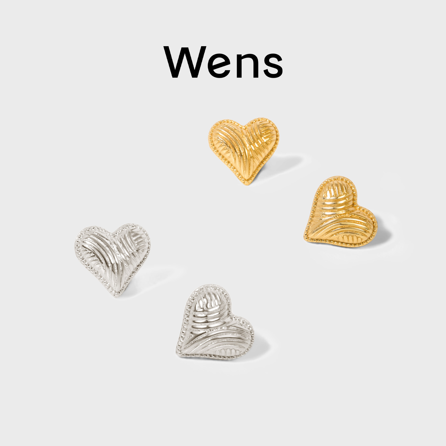 Wens/吻斯 铜合金耳饰 「我的心」爱心耳钉简约耳环百搭送礼物女友