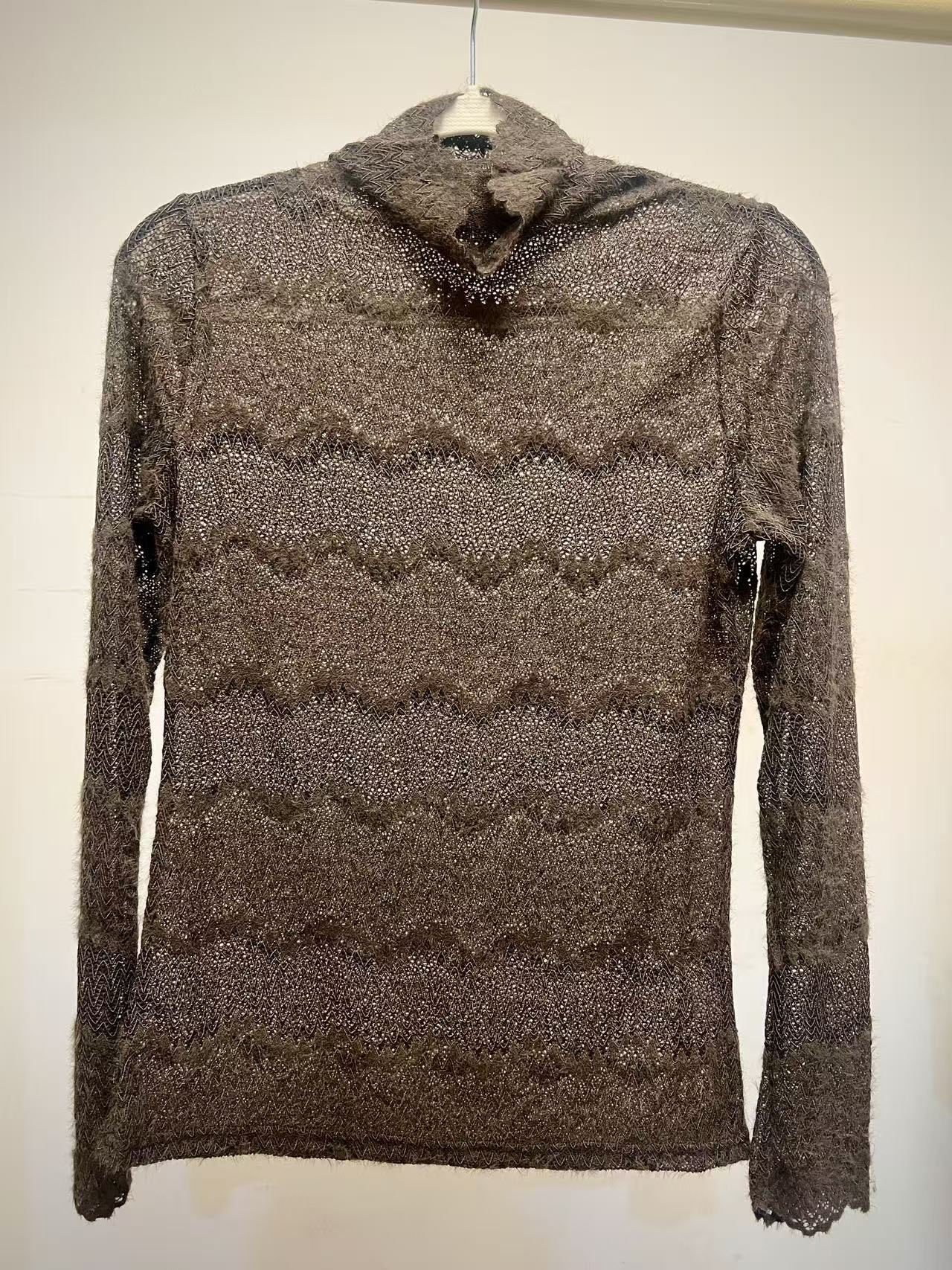 高领蕾丝衫秋冬镂空蕾丝打底衫蕾丝小衫长袖保暖休闲网红时尚百搭