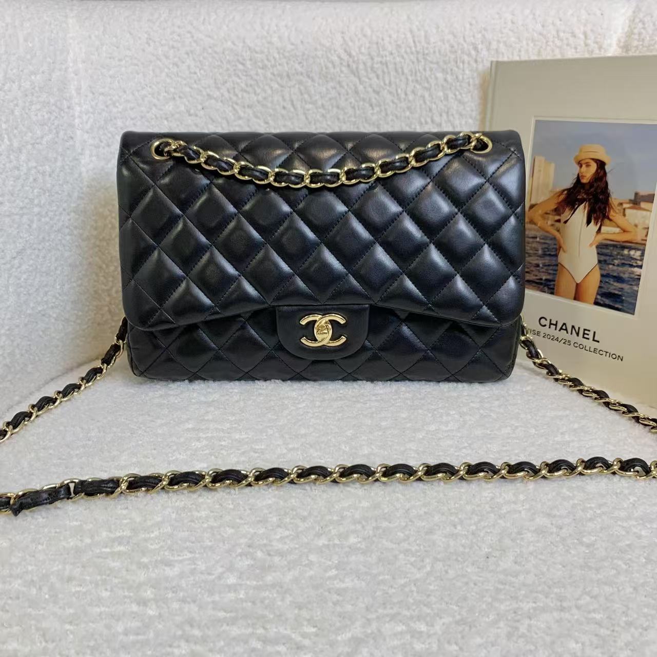 99新 Chanel/香奈儿 壹臻/黑金jumbo14开单肩包/15953089