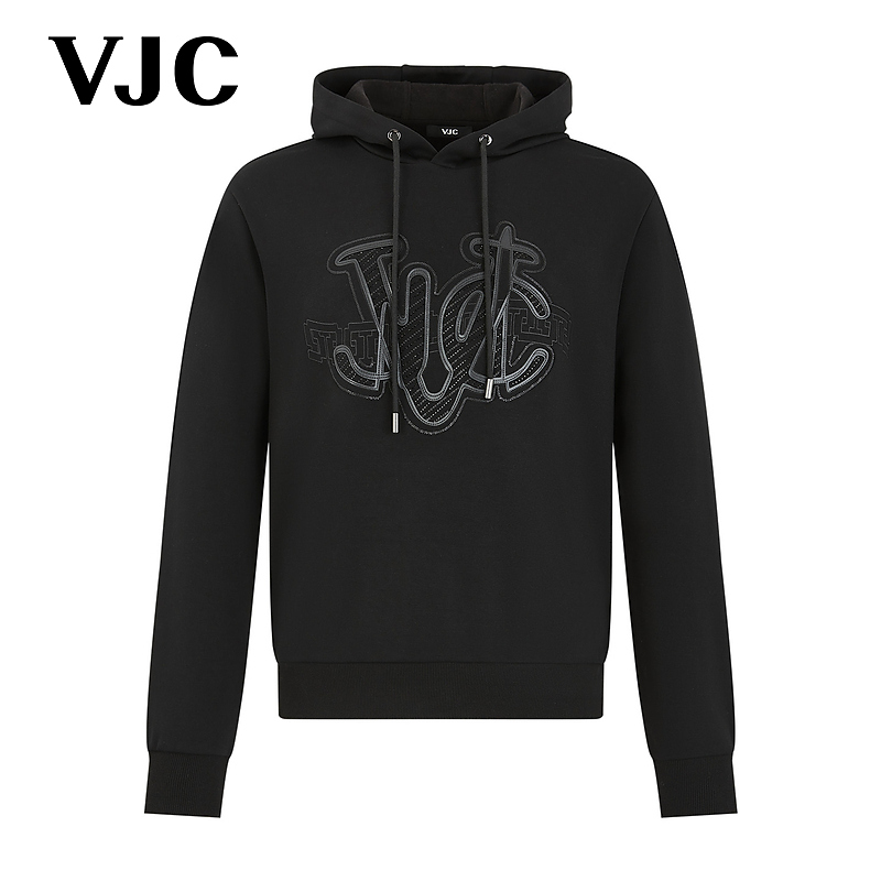 【立体刺绣】VJC/威杰思2025秋冬新款男丝绒提花针织卫衣B24DE1257