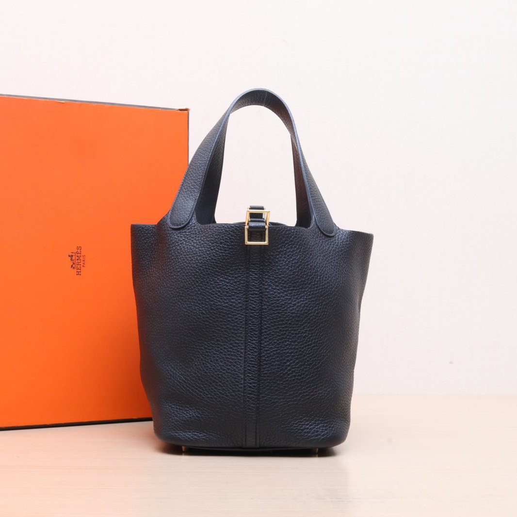 95新 Hermes/爱马仕 手提包22 菜篮子TC皮 C刻 金扣 P205843981