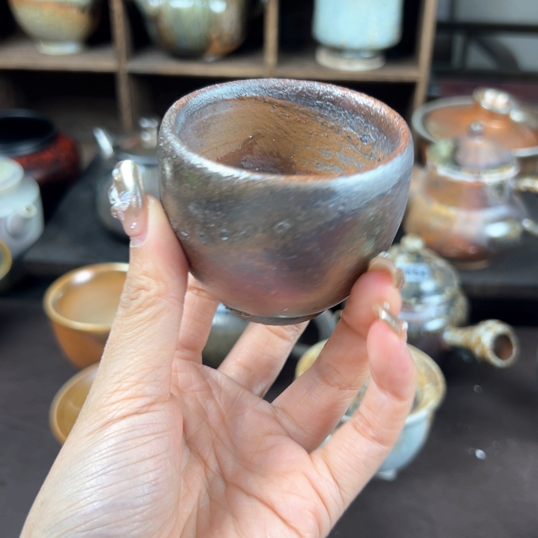 杯柴烧茶器铁胎主人杯