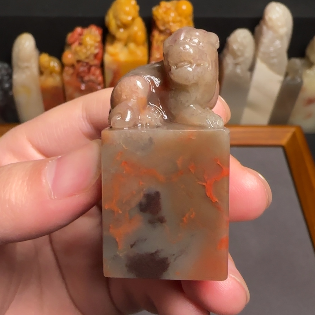 巴林石印石红花冻