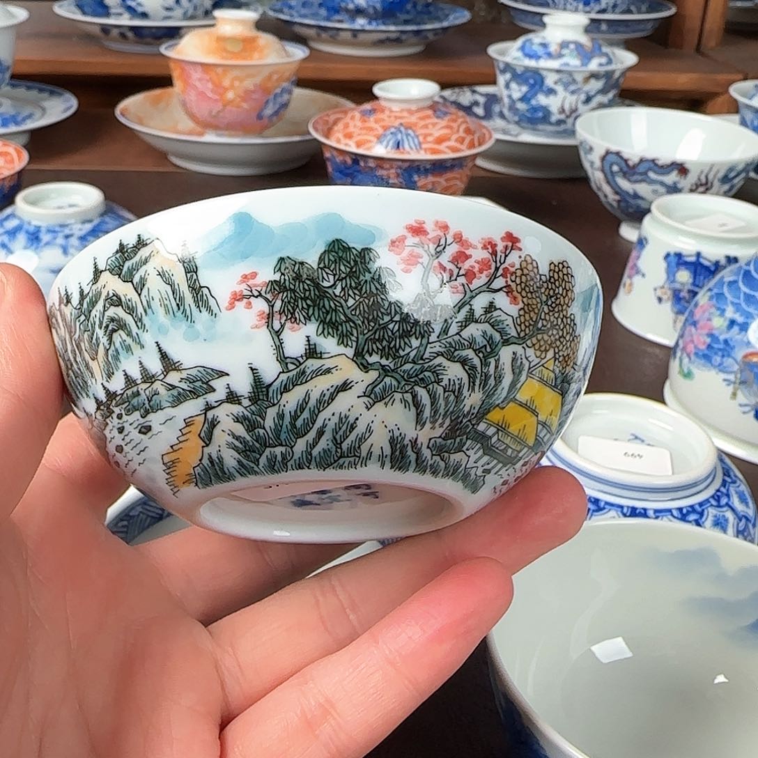 杯咔**嚓釉下五彩普洱杯