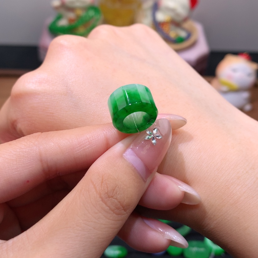 【闪购商品】未镶嵌戒指翡翠冰飘辣绿路路通