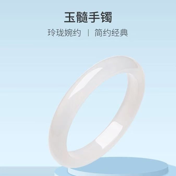 天然玉髓白月光手镯简约气质经典