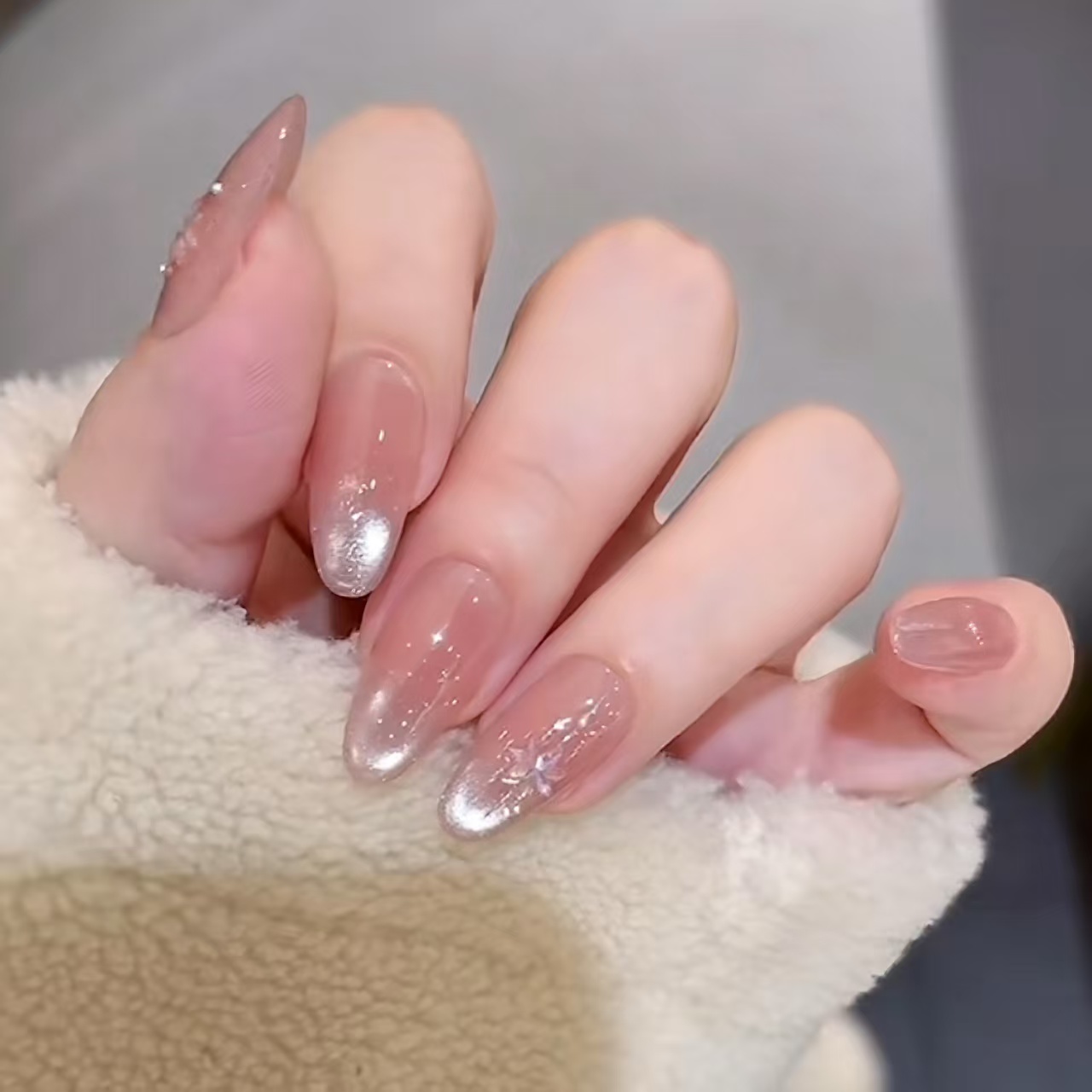 【圣诞雪花】运补3-5元猫眼纯手工法式手绘显白美甲10片