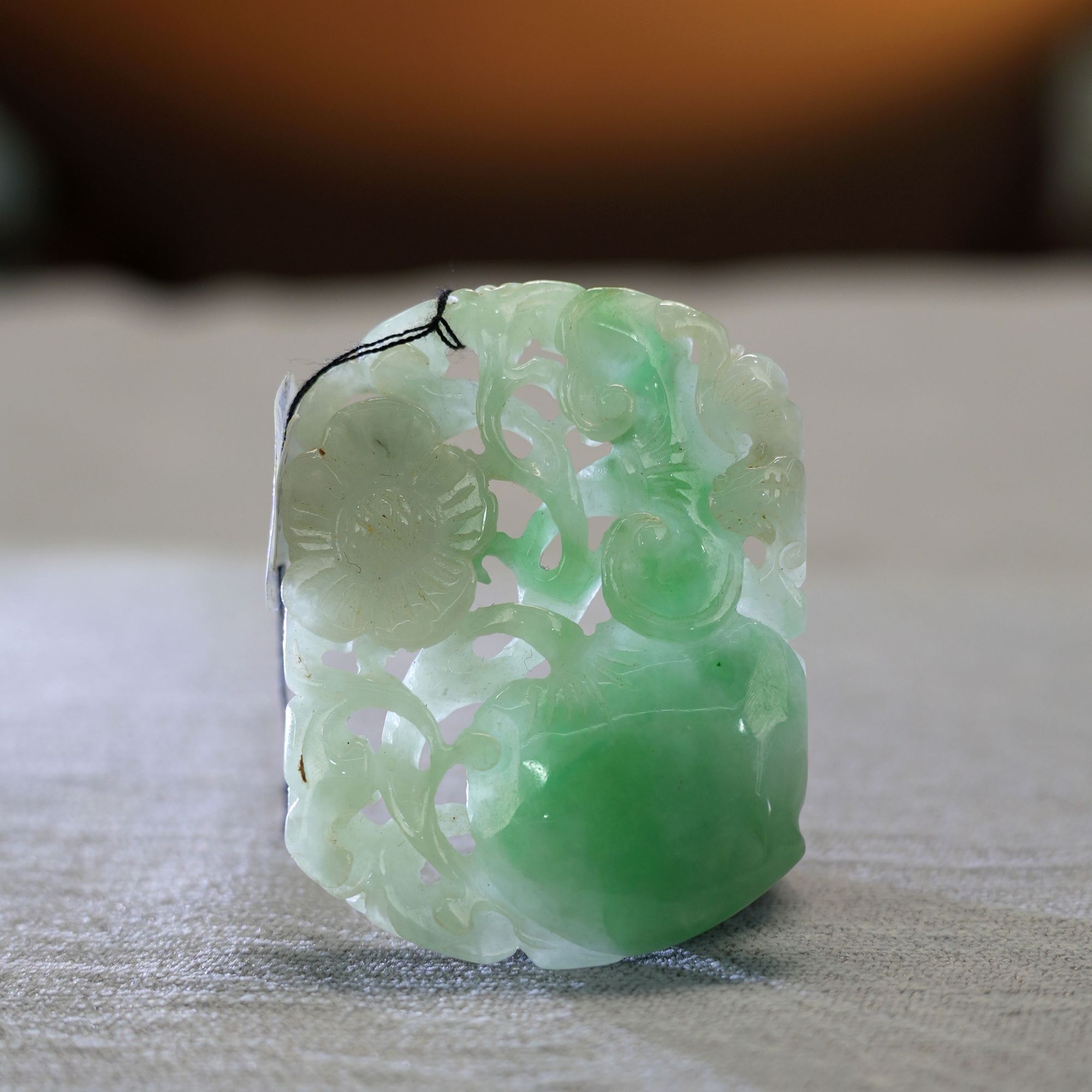 清翡翠镂空福禄寿牌