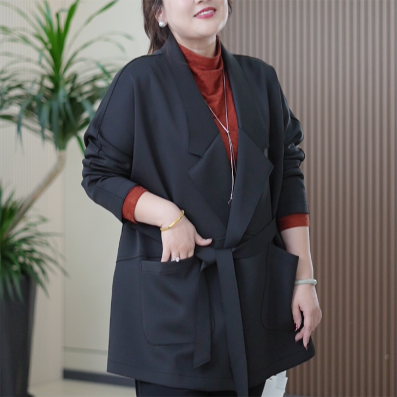 牛奶丝西服外套女大码显瘦气质休闲百搭收腰气质秋季立体剪裁风衣