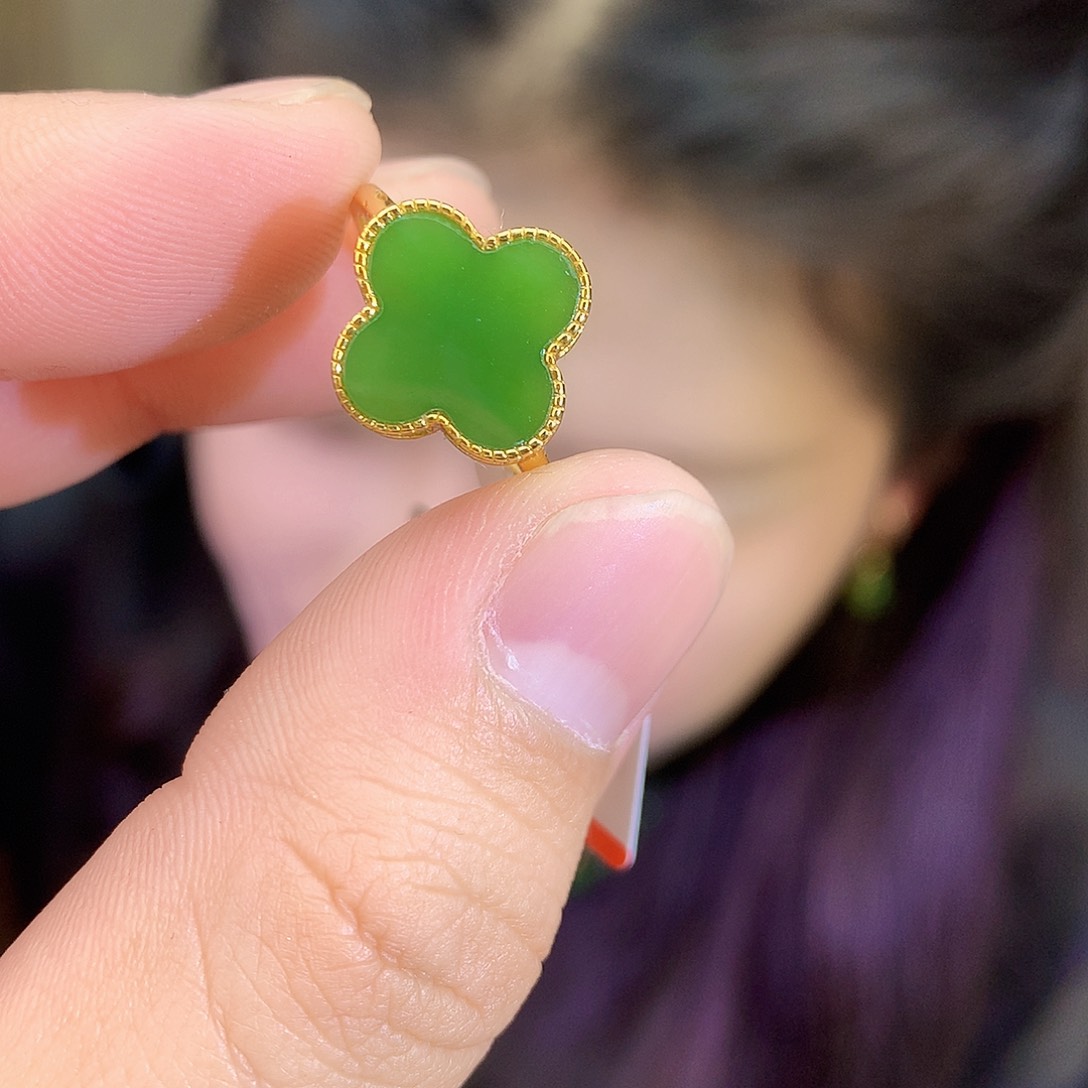 吊坠(不含链)银S925镶嵌和田玉（青玉）戒指