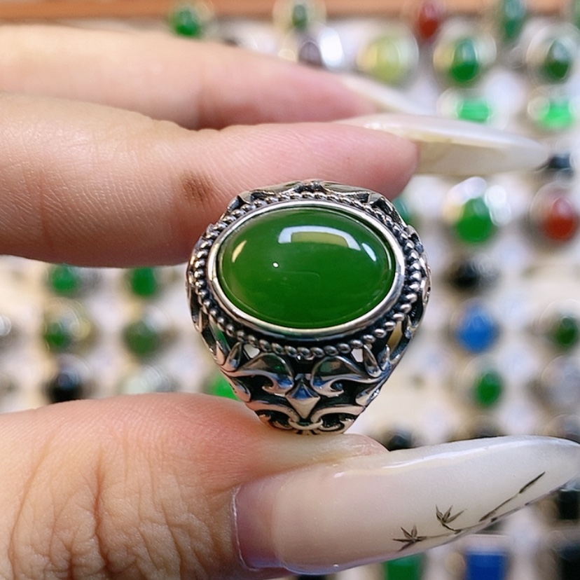 【闪购商品】和田玉戒指银S925镶嵌