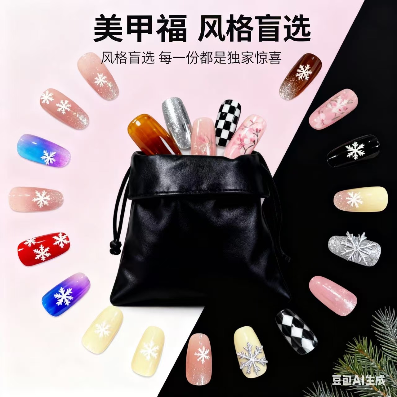 福袋 随机赠送柯岚美甲贴片一副 默认甲型备注尺码