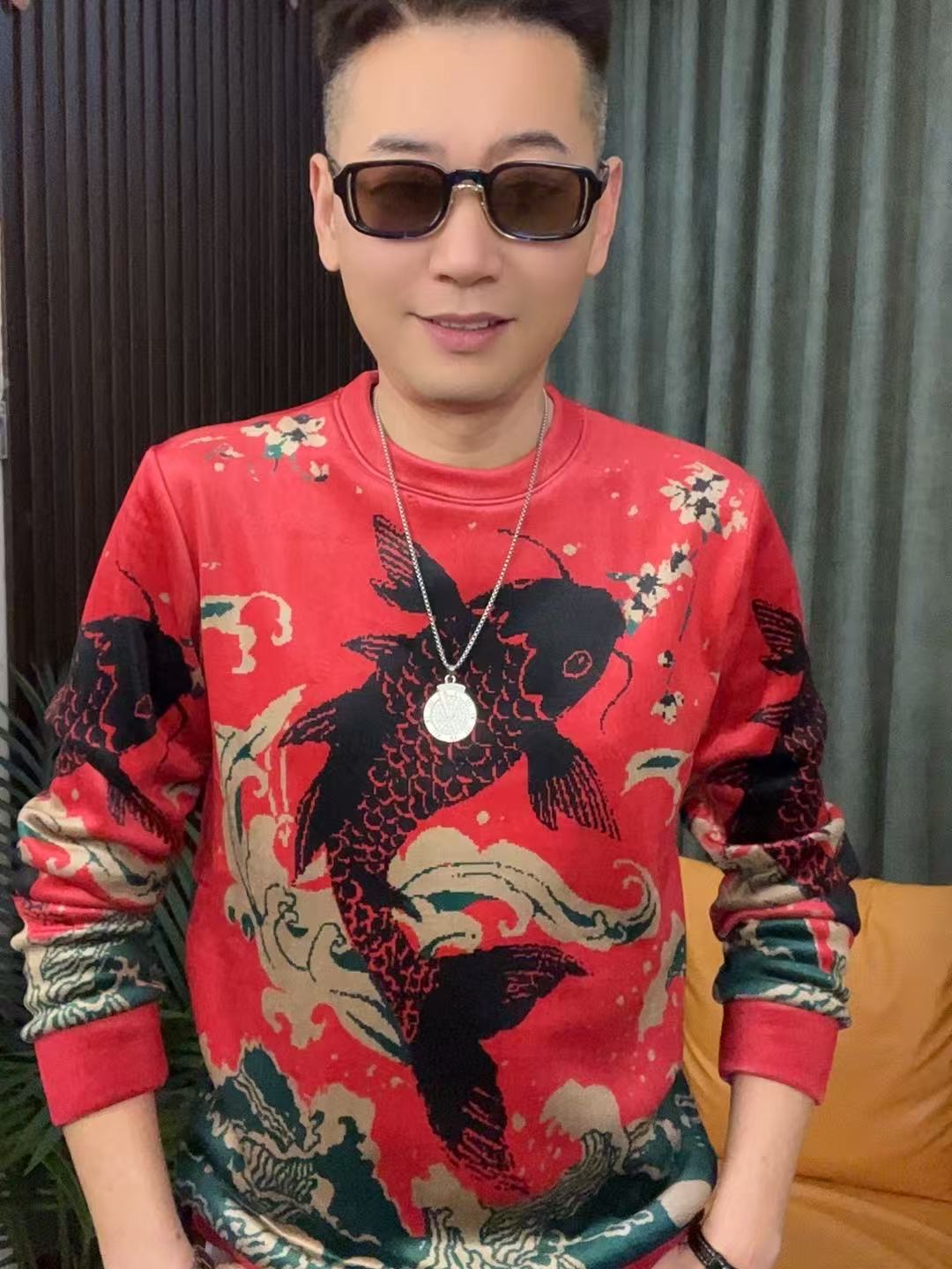 卫衣春秋季男上衣打底衫男士男装长袖网红时尚百搭潮流短绒圆领