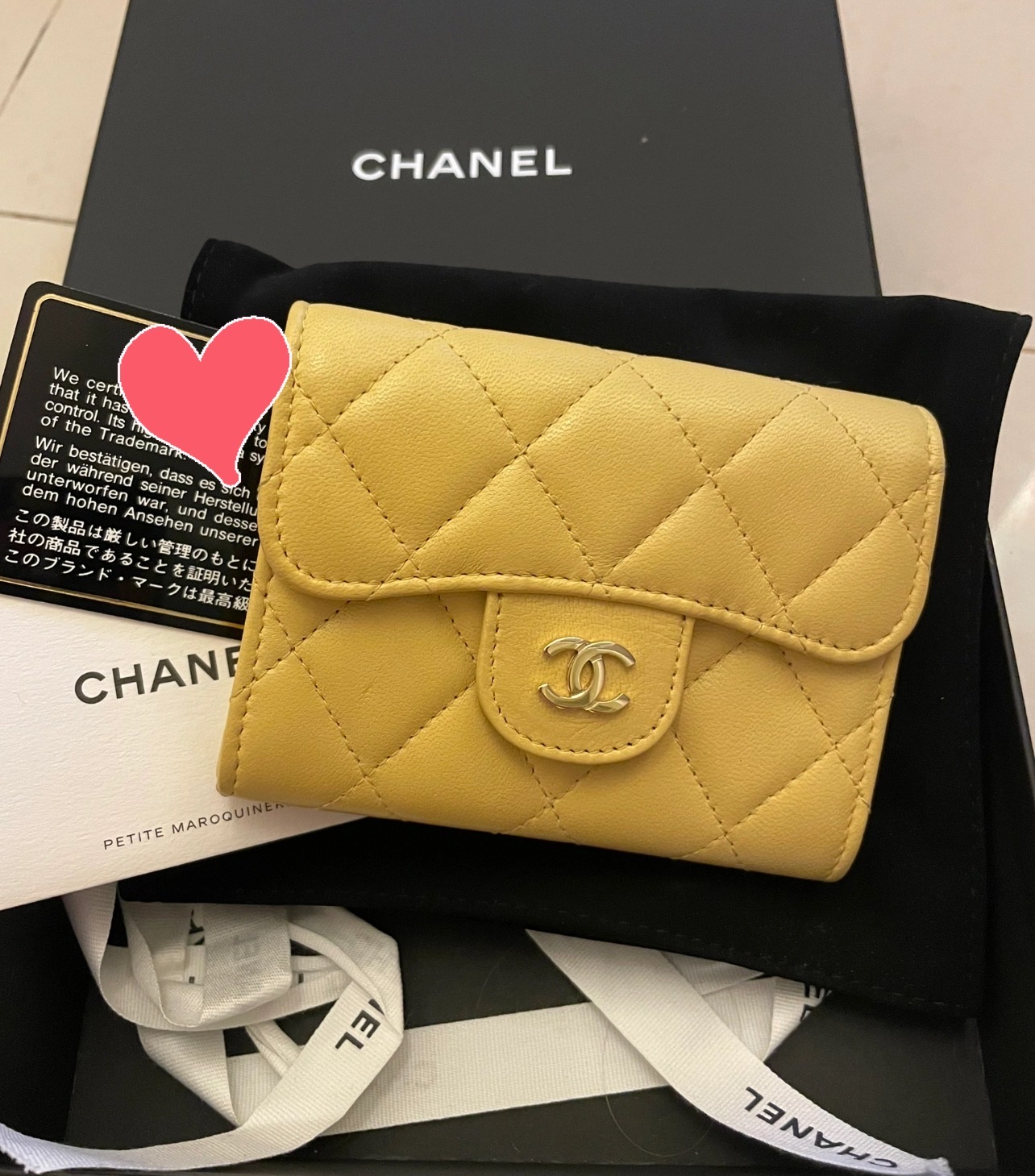 95新 Chanel/香奈儿 柠檬黄金扣钱包 24开 10.5cm 11cm 11888548