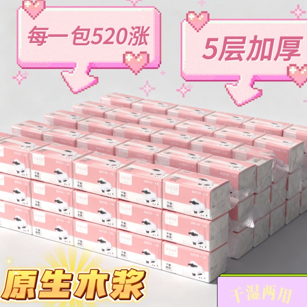 柔臻品雅5层加厚干湿两用10包L吗520涨140mm*175mm