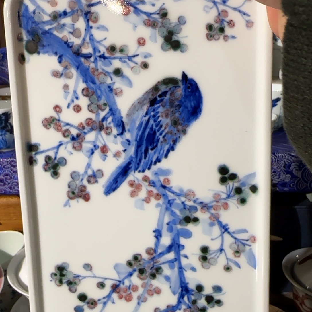 瓷手绘干泡台喜鹊