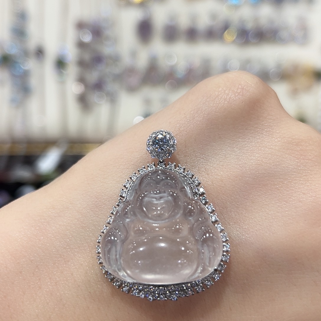 可****石英质玉银S925镶嵌颈饰