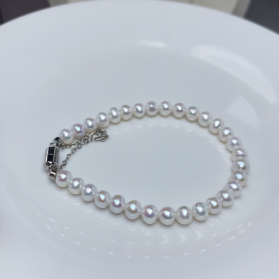 合金耳环淡水珍珠5.5mm