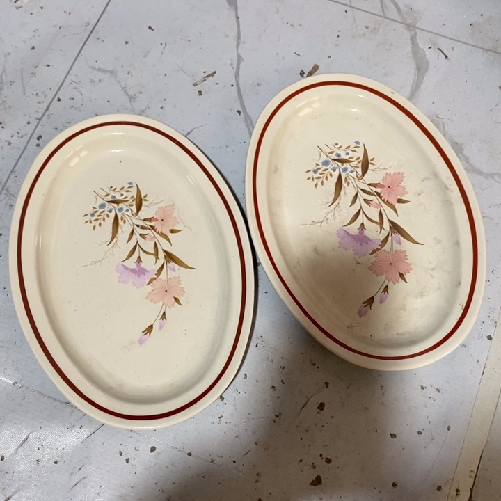 子***诺瓷片炻器瓷鱼盘一对