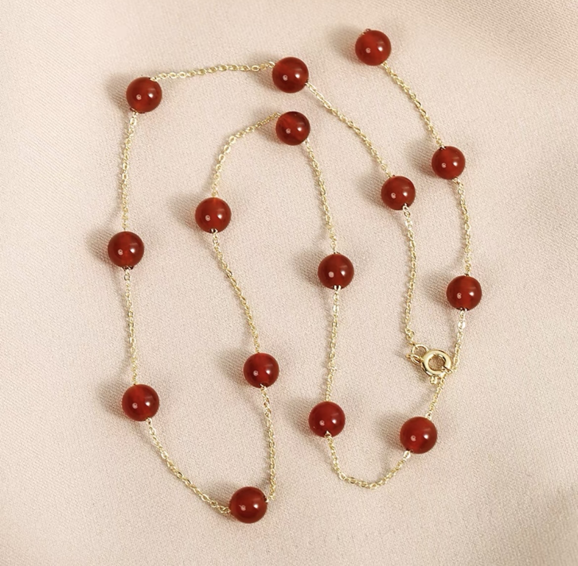 钛钢玻璃项链 (2063) 红色满天星项链--长50