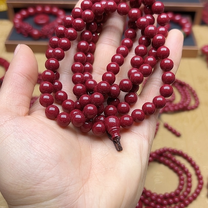 天然辰砂108颗项链