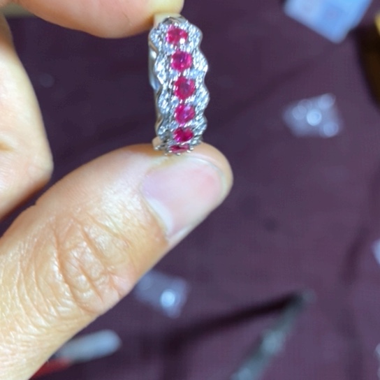 戒指银S925镶嵌红宝石