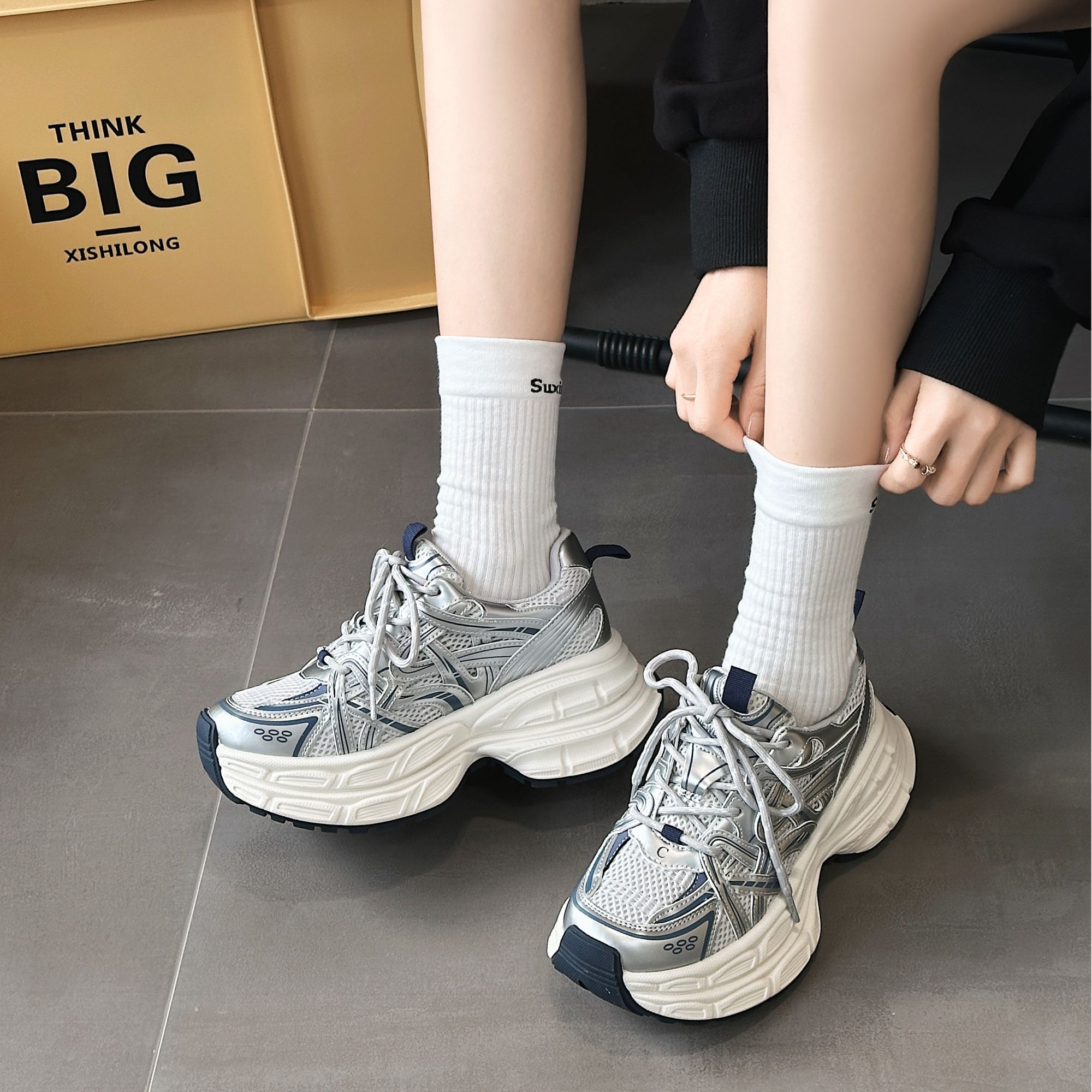 【韩区博主8050】7CM GC爆款韩系厚底双网面老爹鞋/25AB8050M