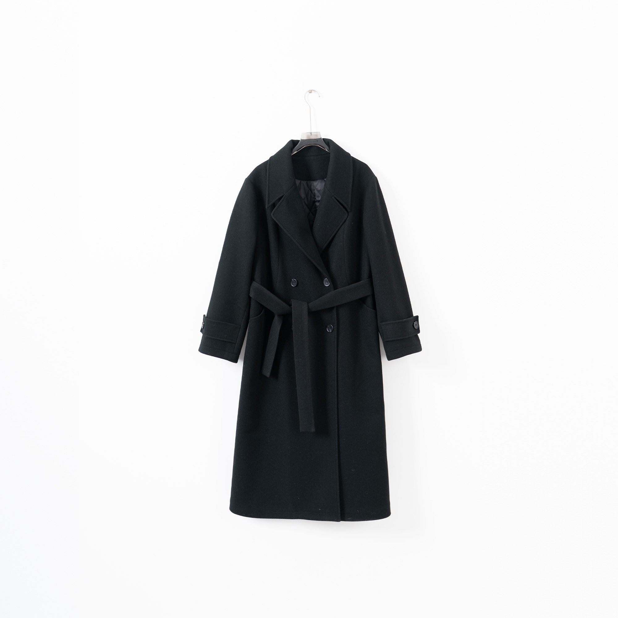 PW251030秋冬大码长款时尚简约外套加棉加厚羊毛呢大衣经典气质