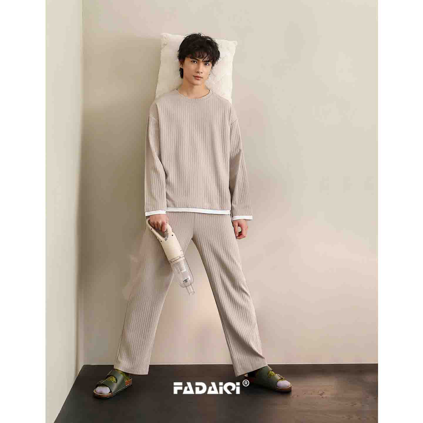 睡衣男士春秋季2025新款柔软纯棉抗菌防螨长袖假两件可外穿家居服