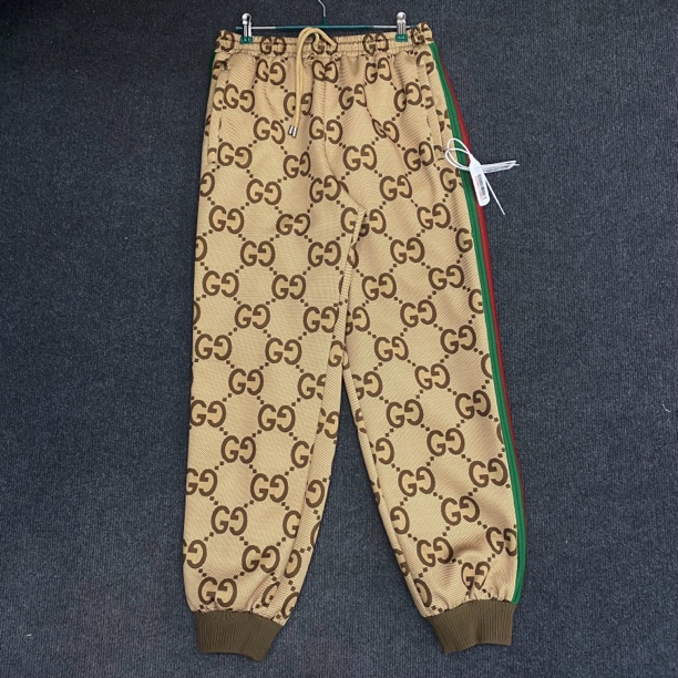 99新/Gucci古驰/字母满印拼色条纹束脚休闲运动裤/S码