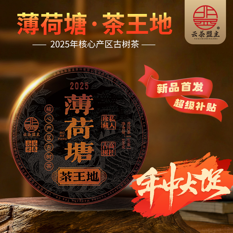 云茶盟主2025年【薄荷塘茶王地】高杆古树小饼！普洱茶 生茶 100g/片