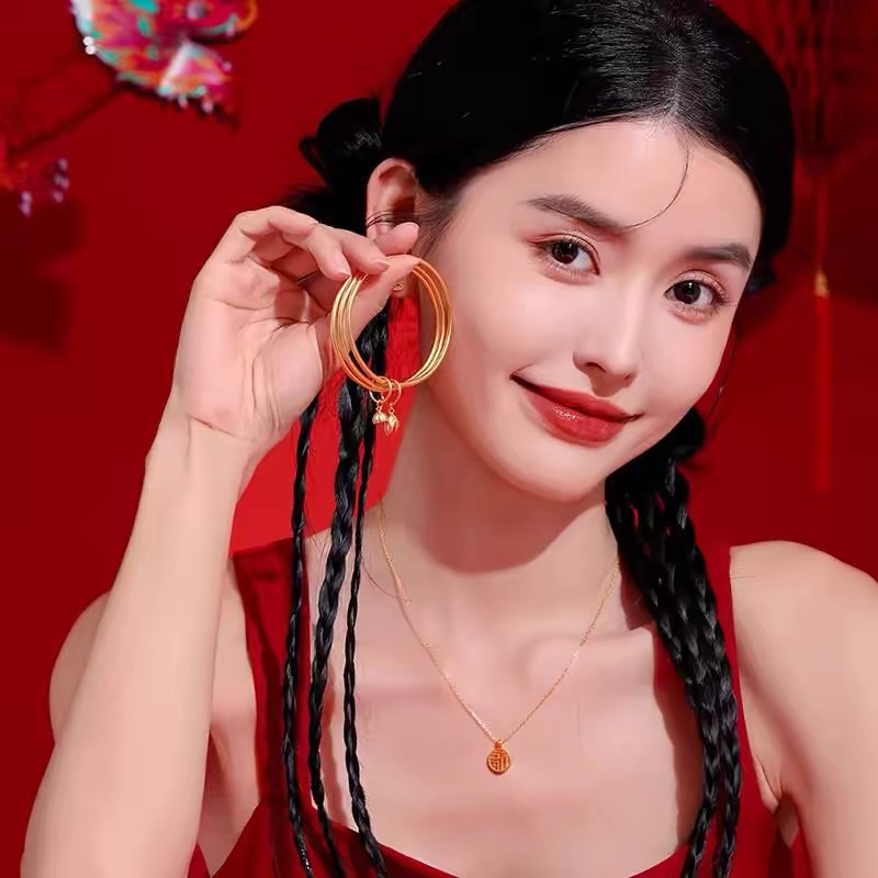 足银手镯 足银三生三圈手镯