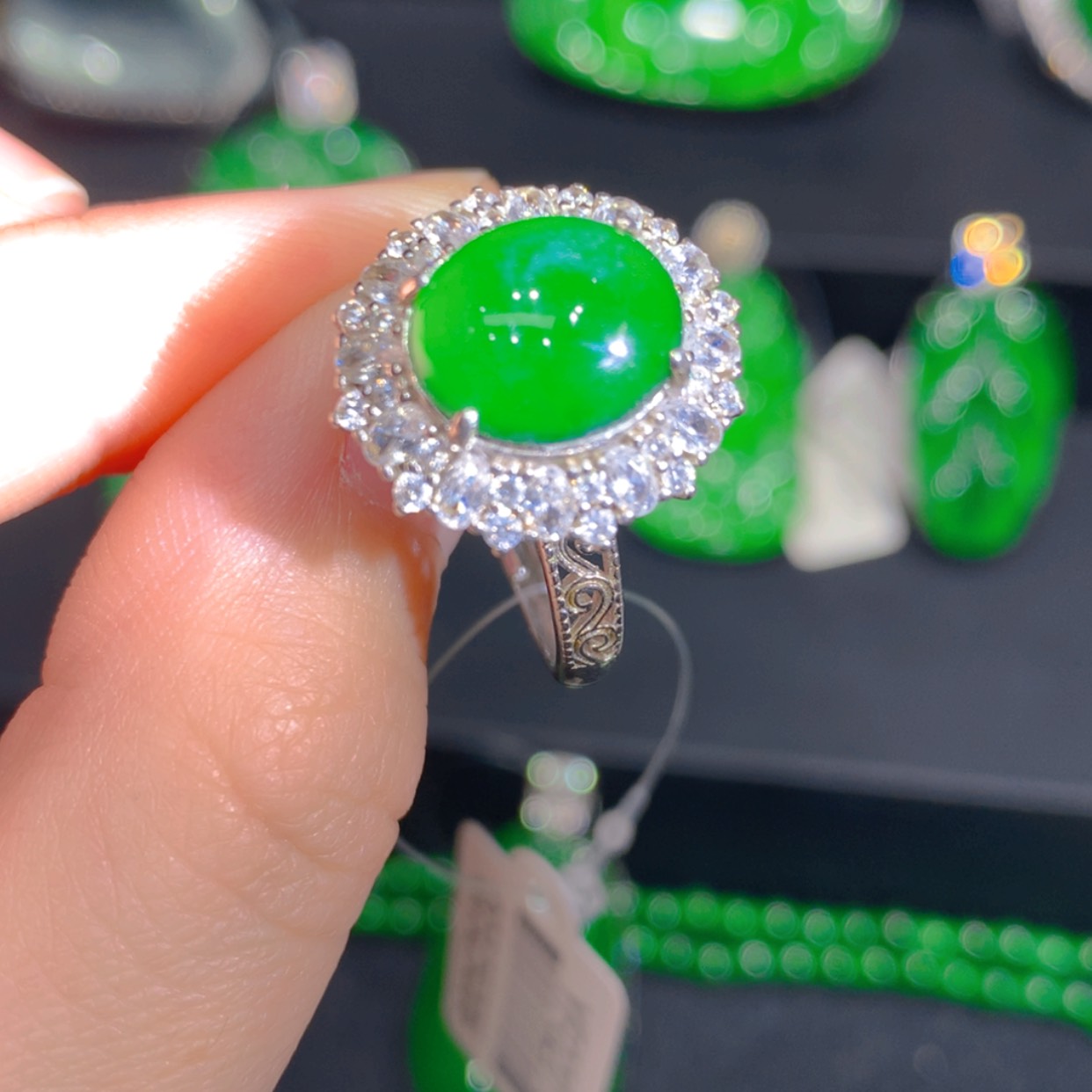 【闪购商品】翡翠戒指银S925镶嵌6679868588