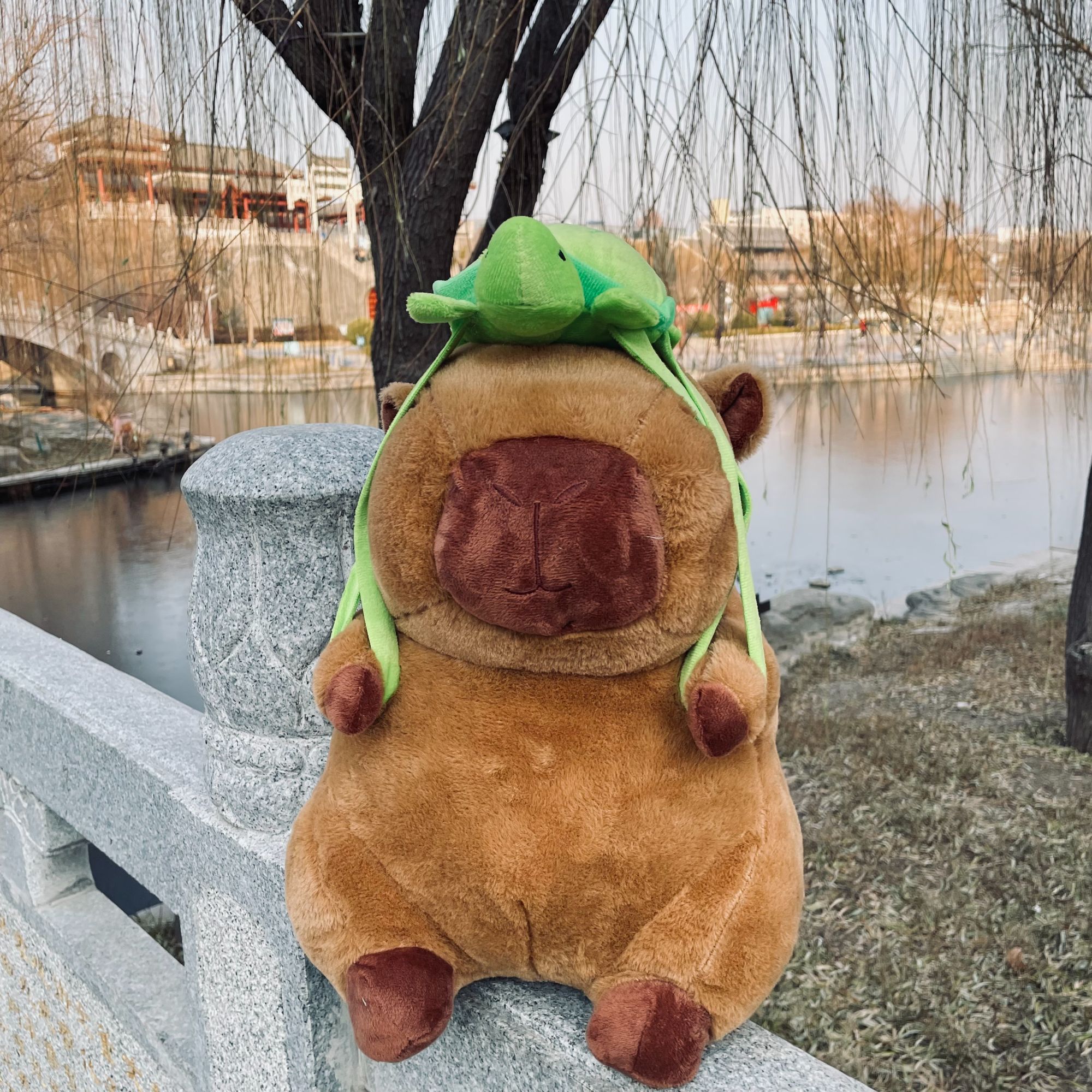 乌龟卡皮巴拉毛绒玩具一个 40cm【手工误差3cm】