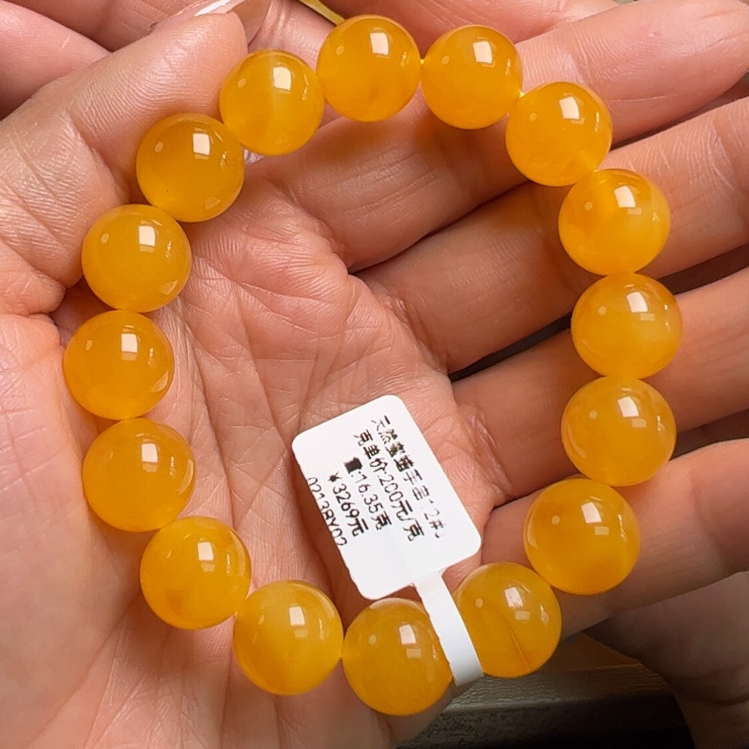 蜜蜡手链未镶嵌无烤色无补胶焦皮料