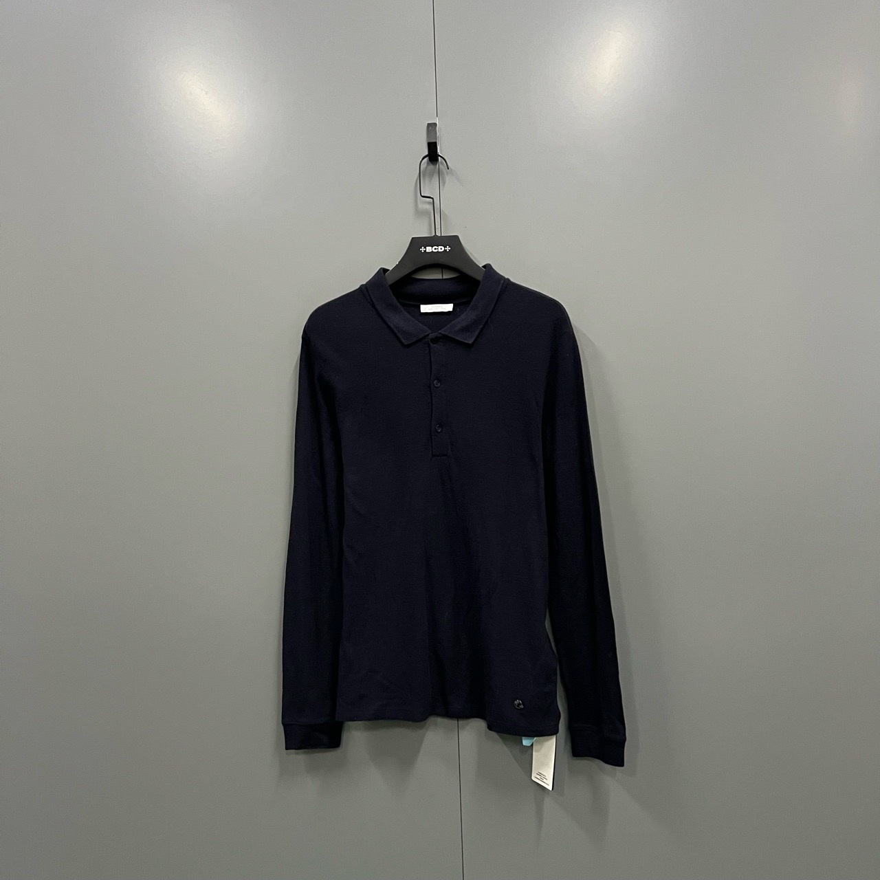 95新 VERSACE/范思哲 （bb1）藏青色针织长袖polo衫 XL码/fg208169