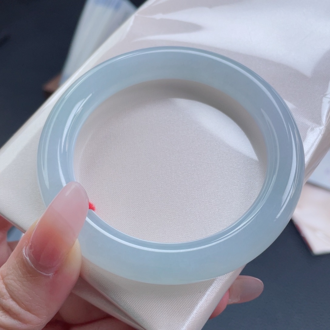 未镶嵌手镯翡翠56.0冰晴蓝清透自然泛光感 完美捡漏7号