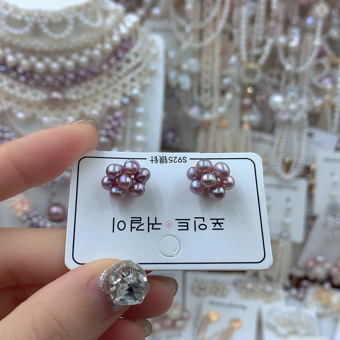 耳饰淡水珍珠银S925镶嵌