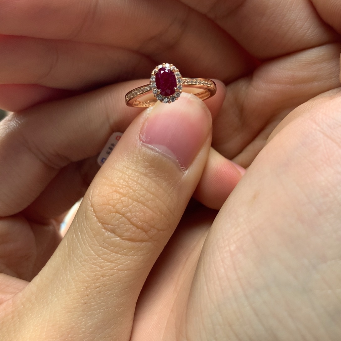 戒指红宝石银S925镶嵌
