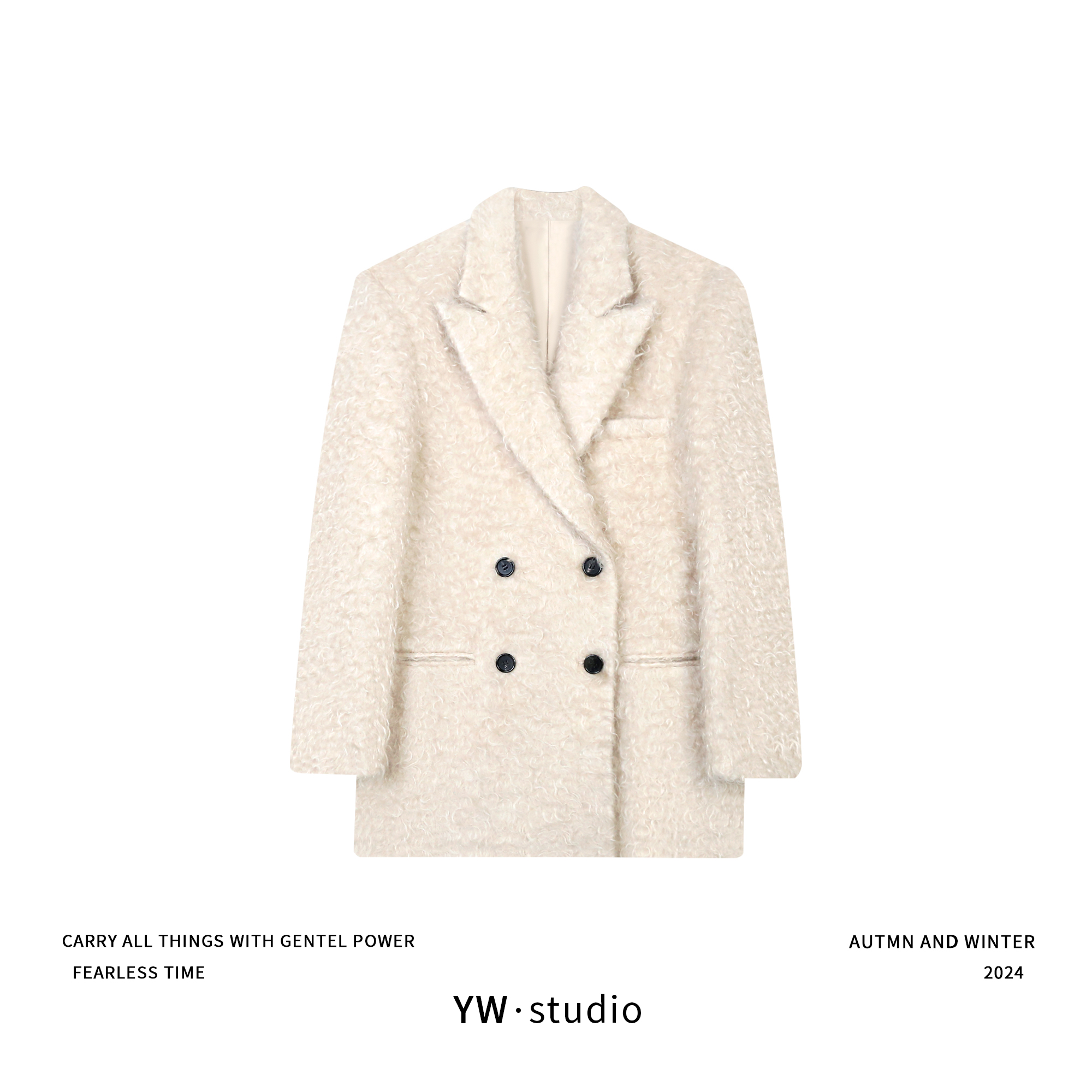 YUWEI/定制 高智感高密度软糯马海毛64%+羊毛9%外套 CYPL2937