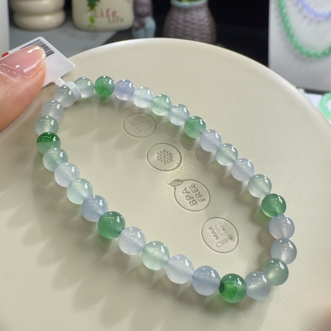 未镶嵌手链翡翠C***m高冰马卡龙多宝单圈6mm