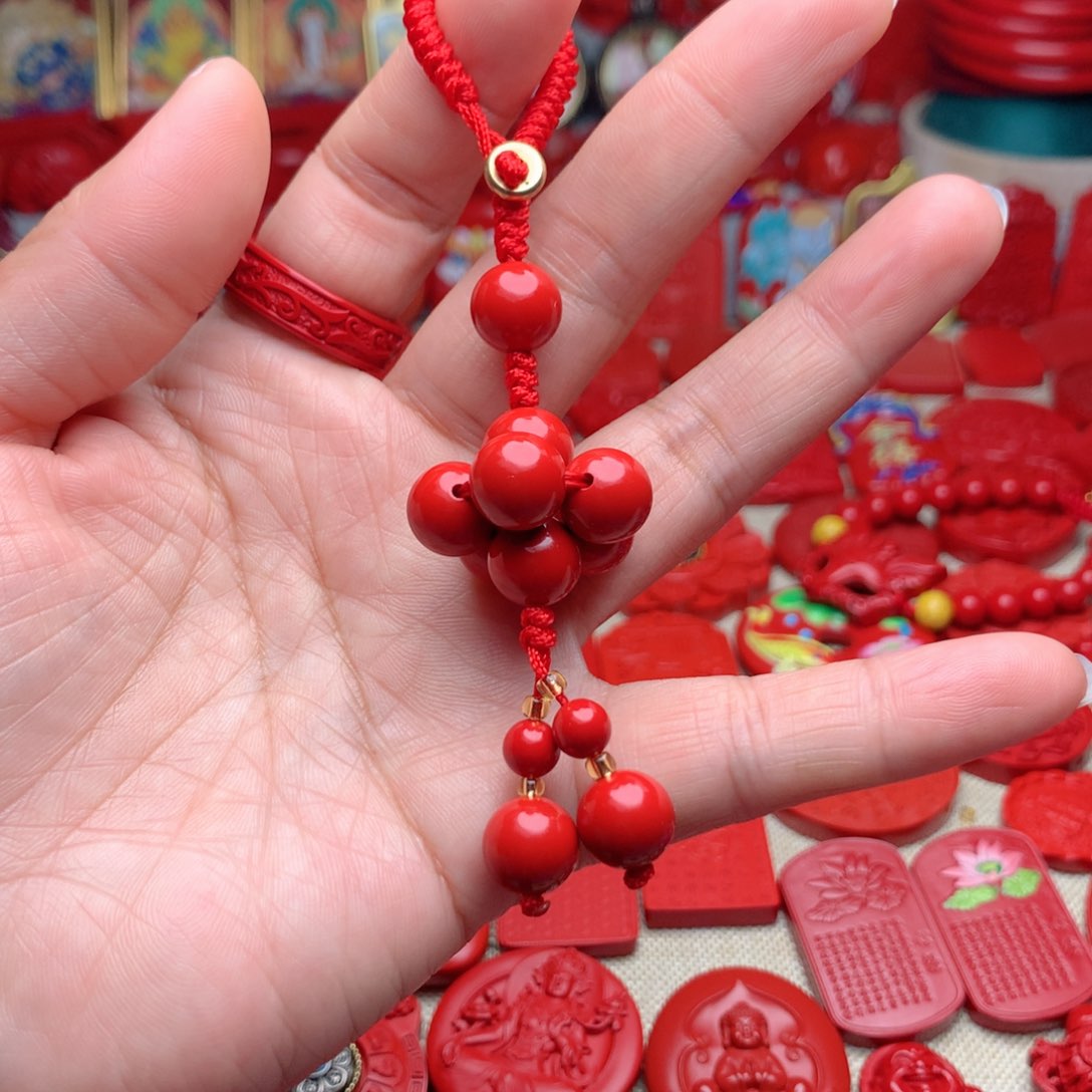 天然辰砂工艺品朱砂钥匙扣