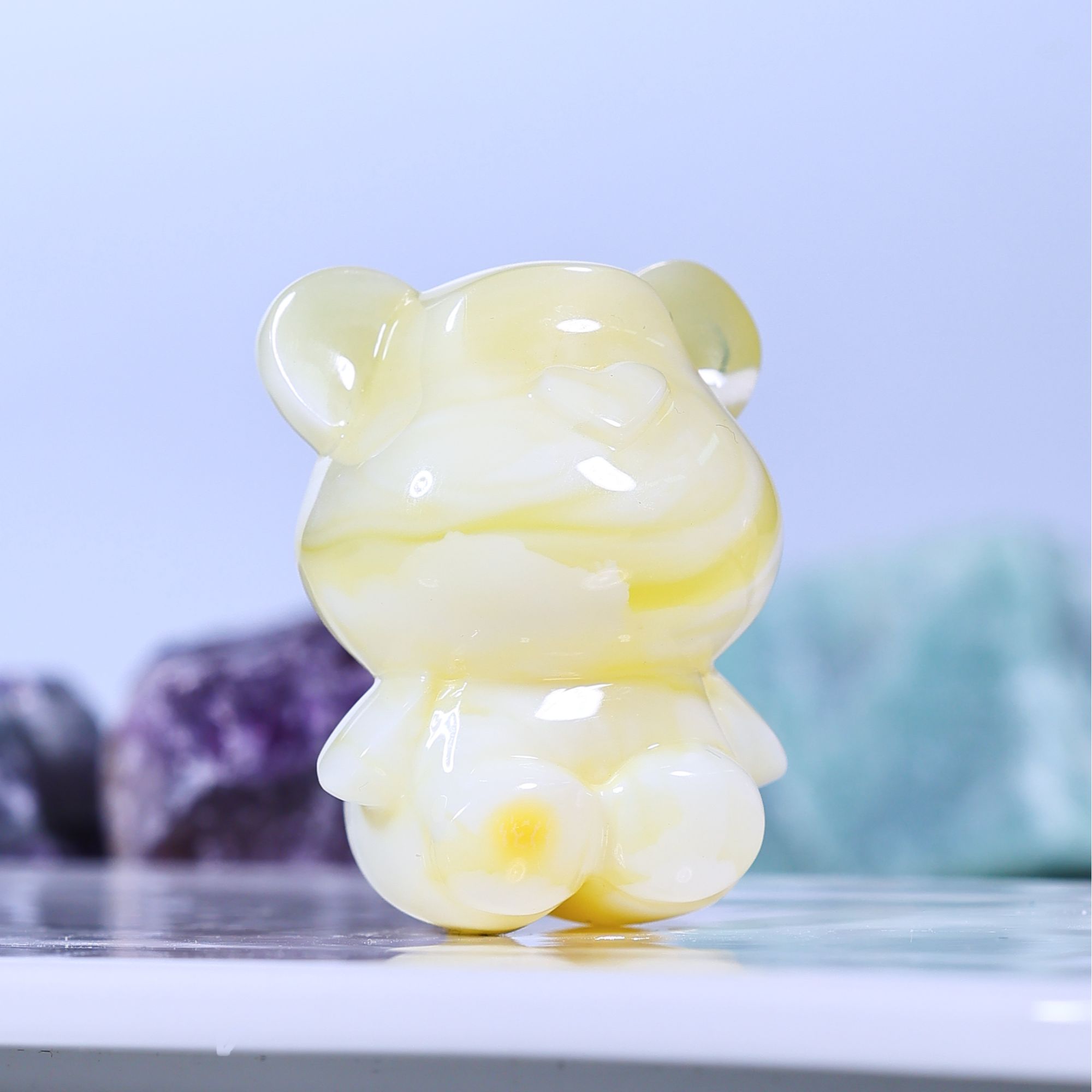 【颜如蜜珠宝】可爱时尚精品瓷白妖溶洞天然蜜蜡小熊吊坠DA07