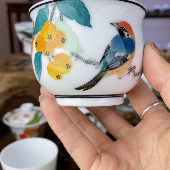 杯主人杯手绘釉下彩